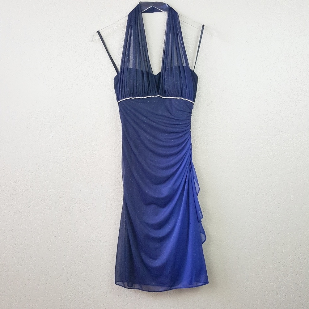 Betsy & Adam | Dresses | Betsy Adam Sparkly Blue Ombre Halter Dress 4